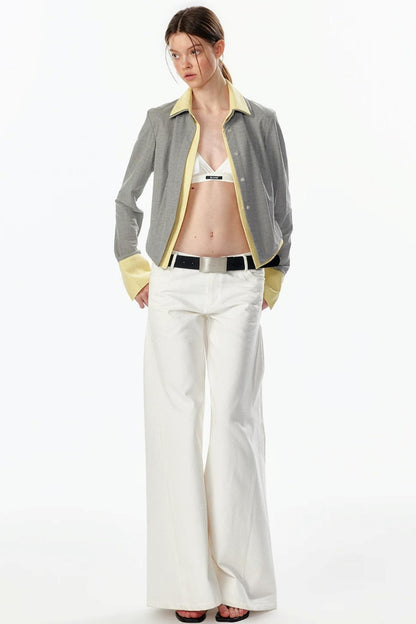 Color-Blocked Fake Two-Piece Shirt