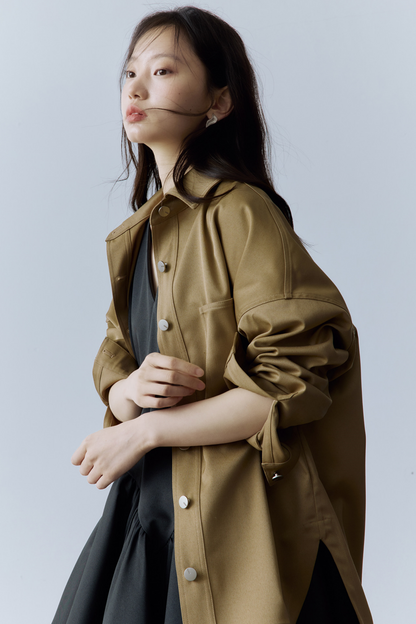 Acetate Wool Toggle Shirt Jacket