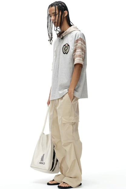 Hooded Striped Badge T-Shirt