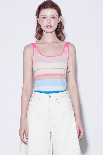 Summer Stripe Silk-Lycra Knit Vest
