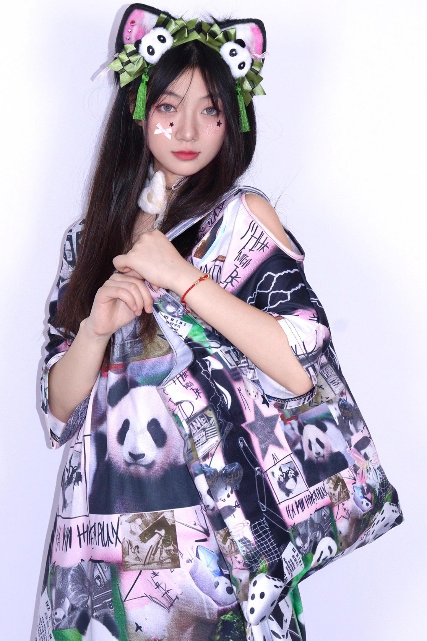 Mile Panda Canvas Shoulder Tote Bag