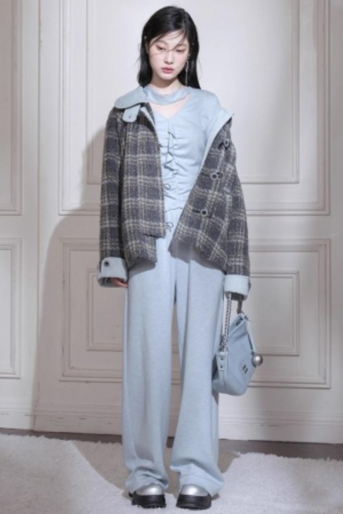 Milk Blue Wool Ribbon Knit Set