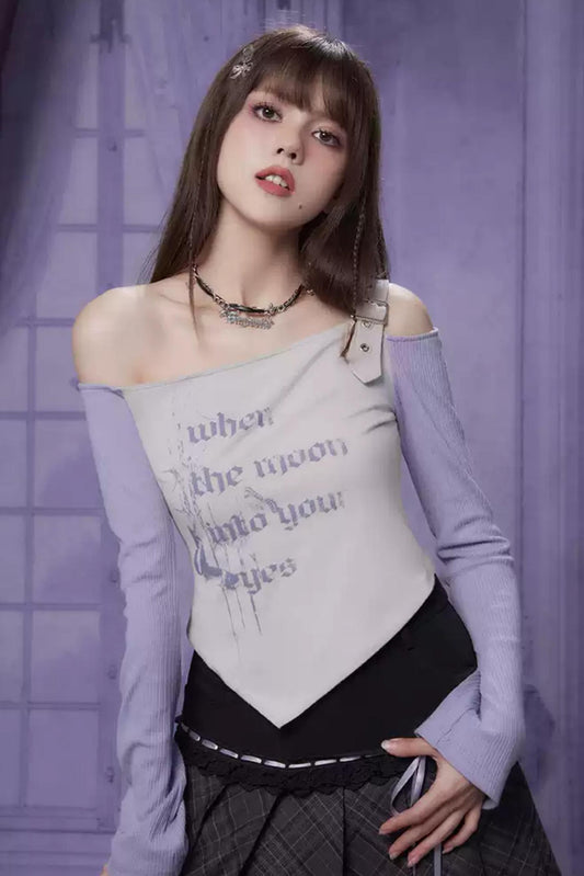Strapless Irregular Long Sleeve T-Shirt