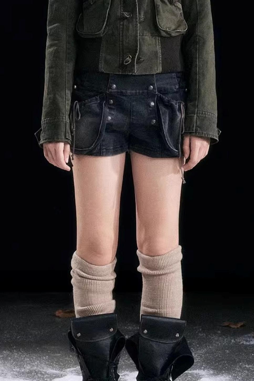 Autumn Flower Bud Denim Shorts