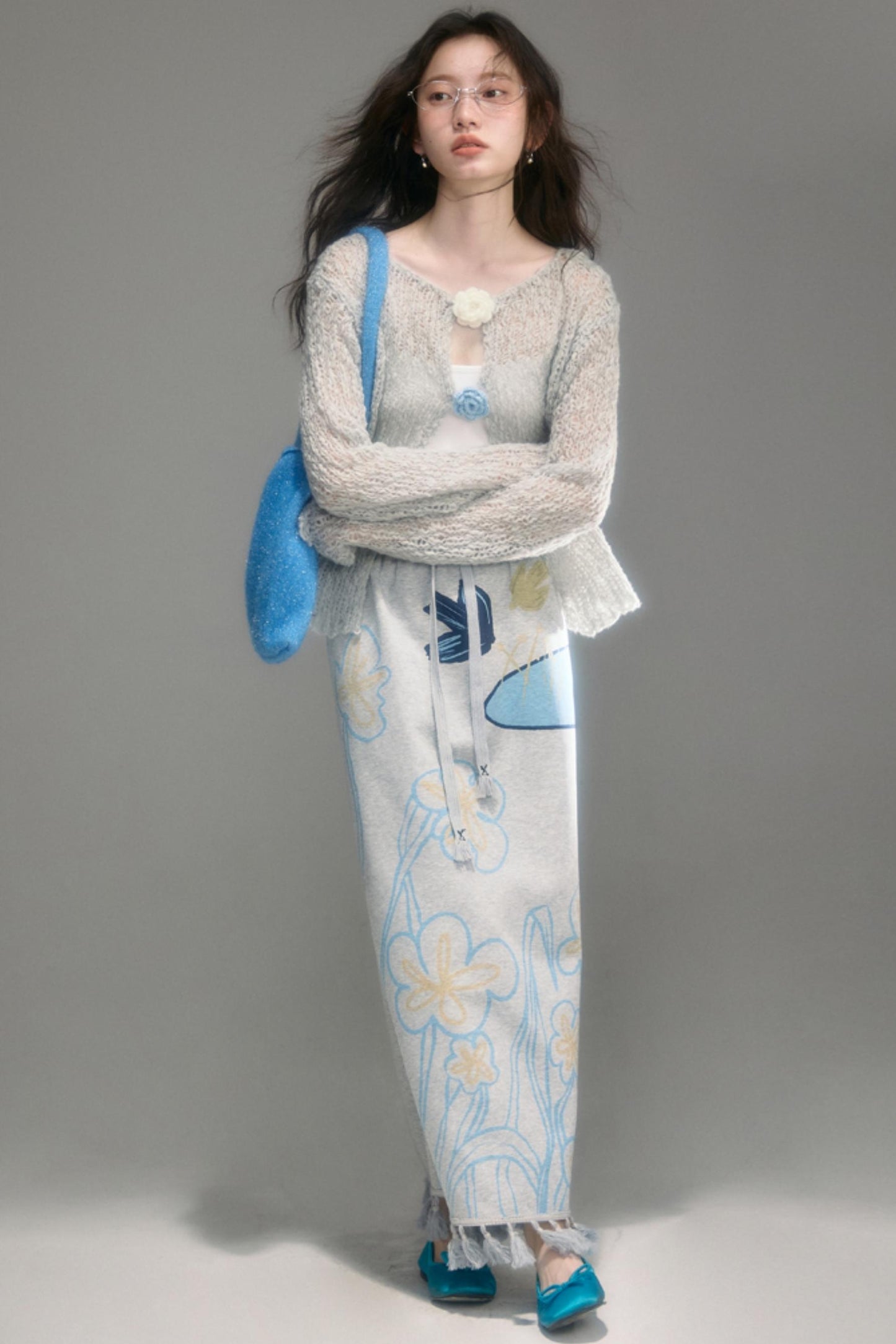 Flying Bird Print Skirt