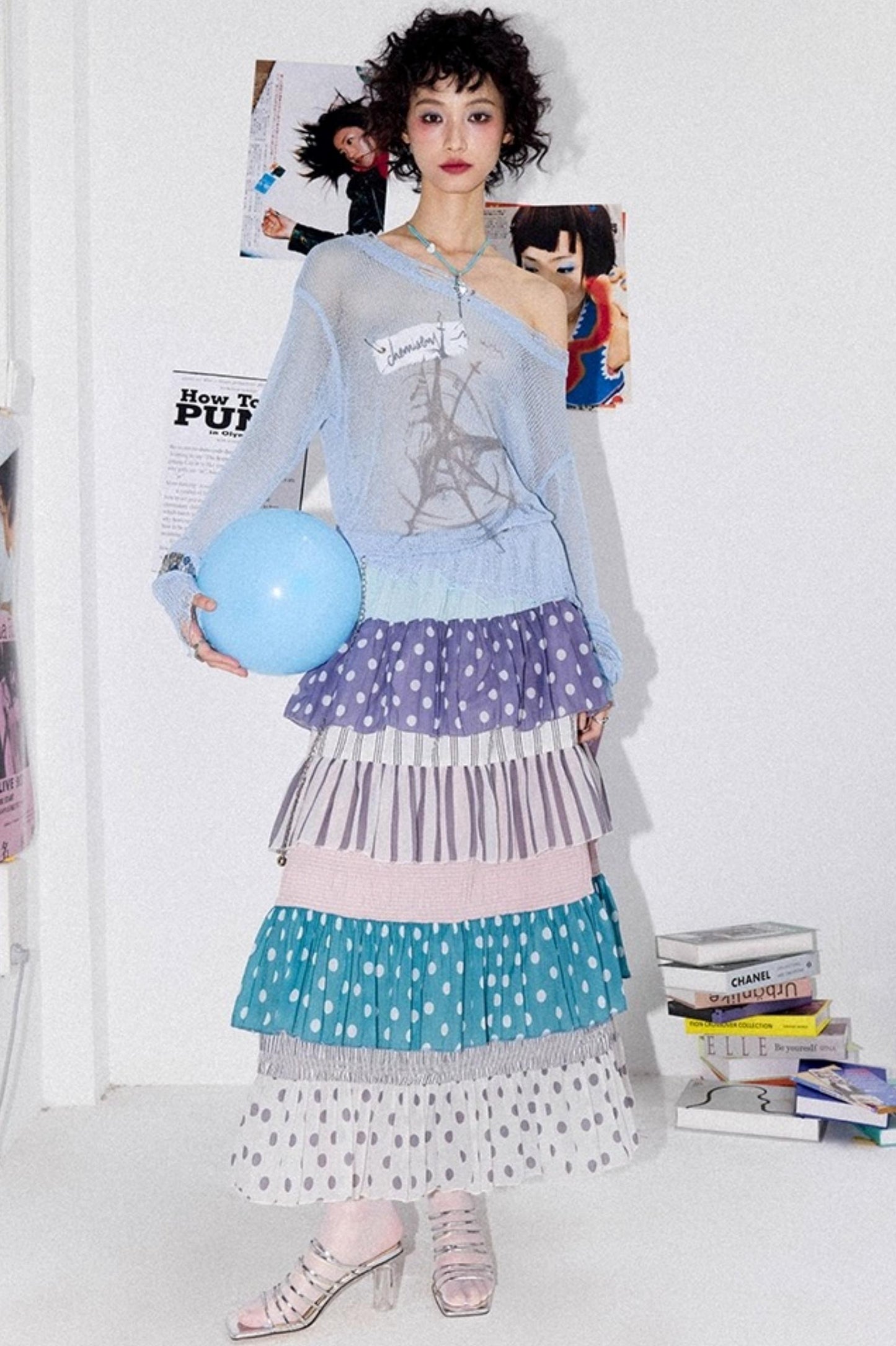 Dual-Tone Strapless Blouse