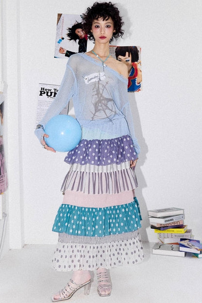 Dual-Tone Strapless Blouse