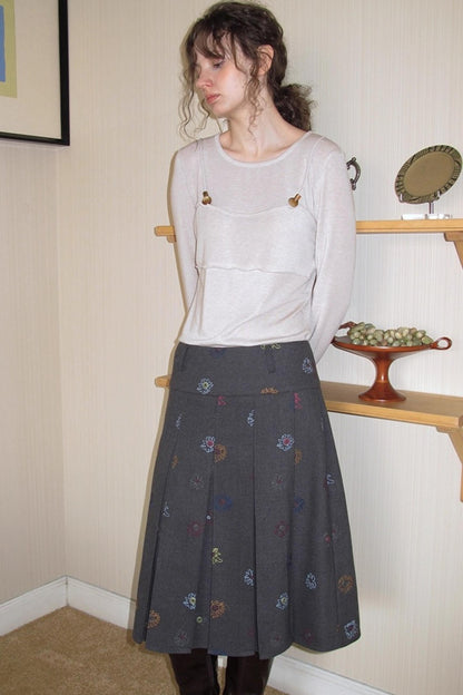 Needle Wool Vest Skirt Set-Up