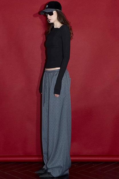 Retro Gray-Red Polka Dot Trousers