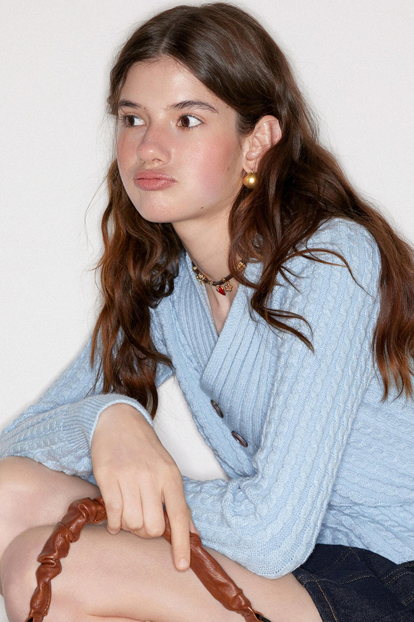 Twill Twist V-Neck Top