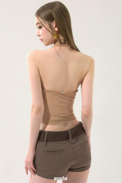 Retro Low-Waist Belted Shorts