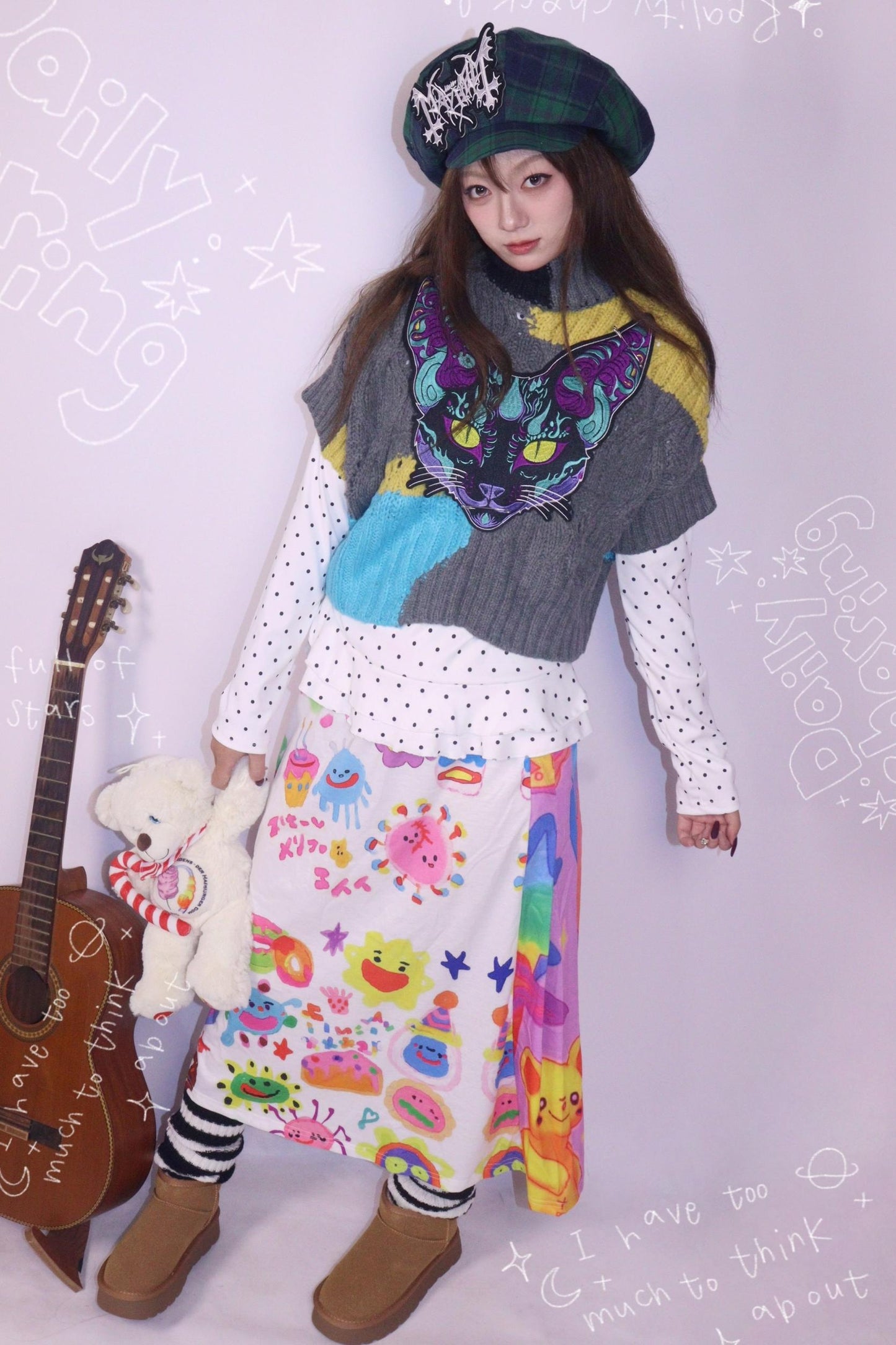 Green Plaid Beret Cap