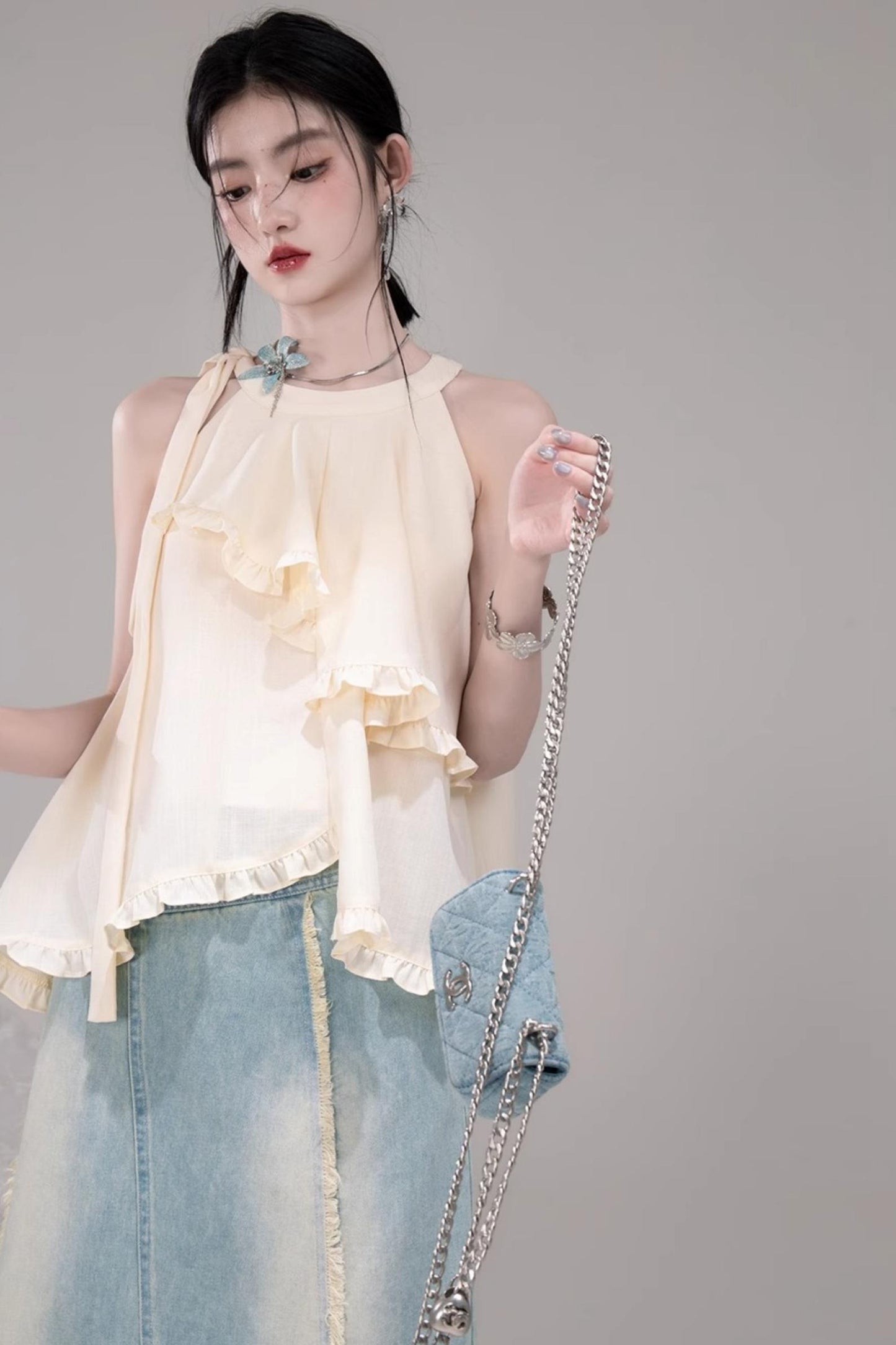 Chill Apricot Ruffle Pants Set-Up