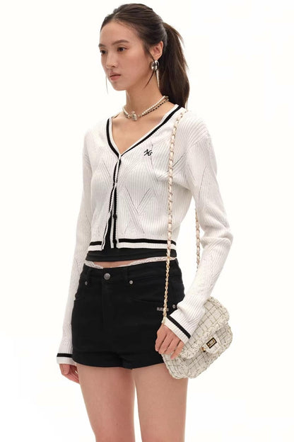 Versailles Wool Argyle Cardigan Top