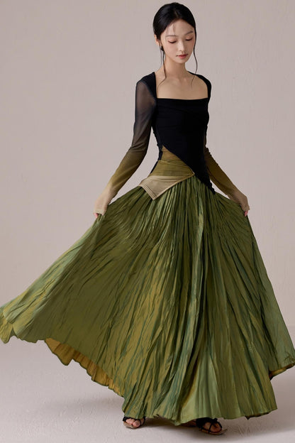 Pleated Fairy Bustier with A-line Swing Skirt