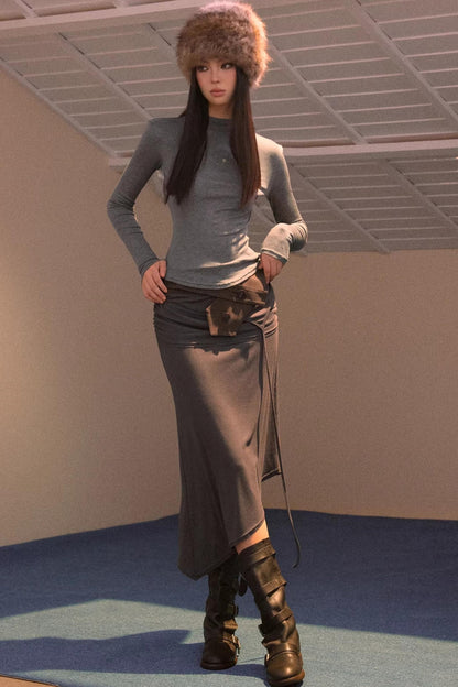 Half-Turtleneck Long Sleeve Top