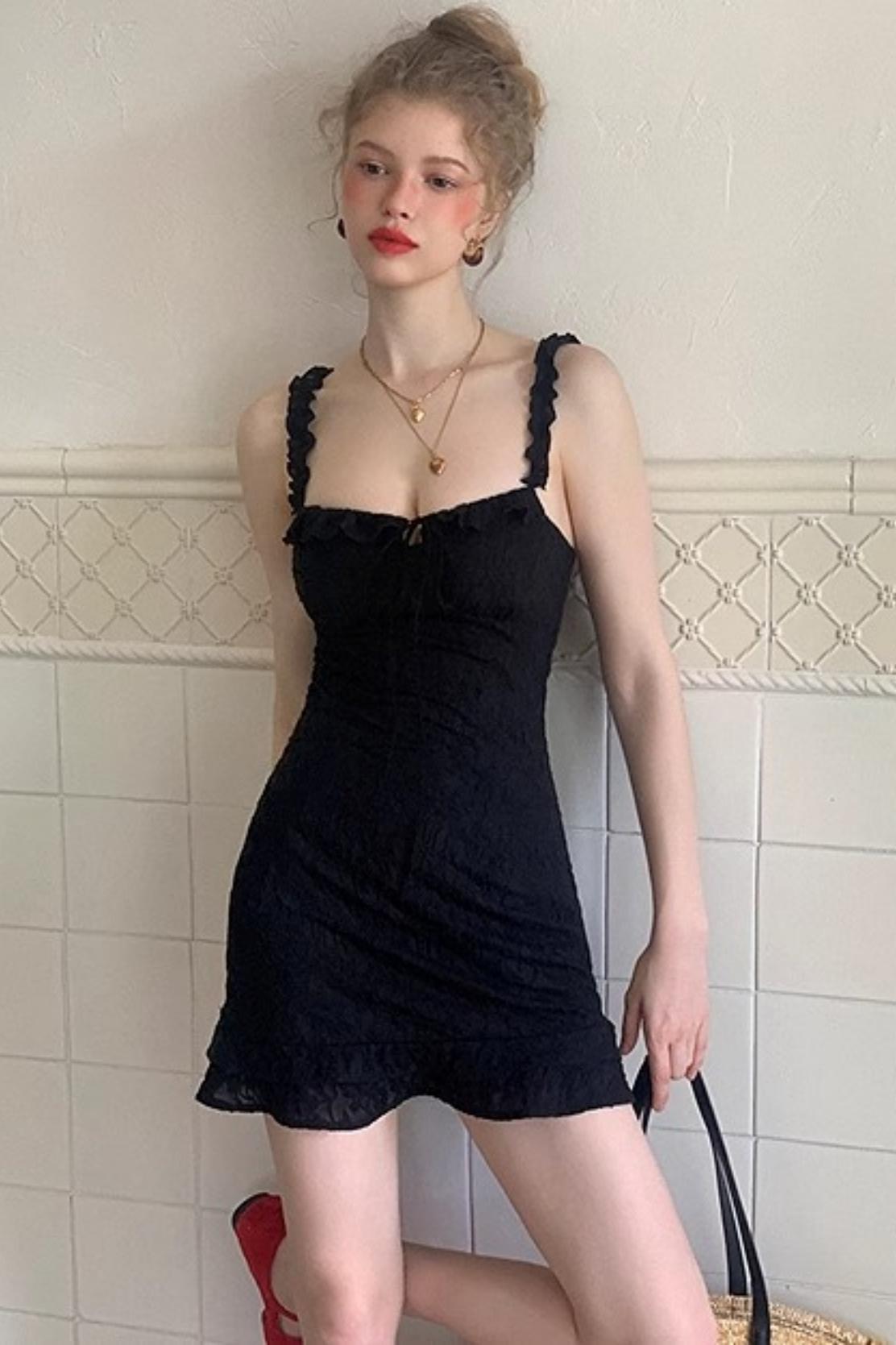 Ruffled Lace A-line Slip Dress