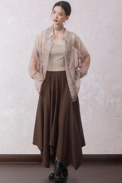 Autumn Apricot Imitation Denim Shirt