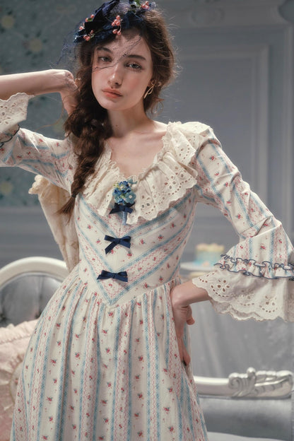 Versailles French Rustic Striped Dress