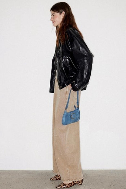 Casual Silhouette Biker Style Jacket