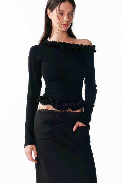 Irregular Lace Waist Slimming Top