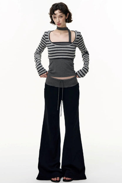 Flared Cotton Wide-Waisted Sweatpants