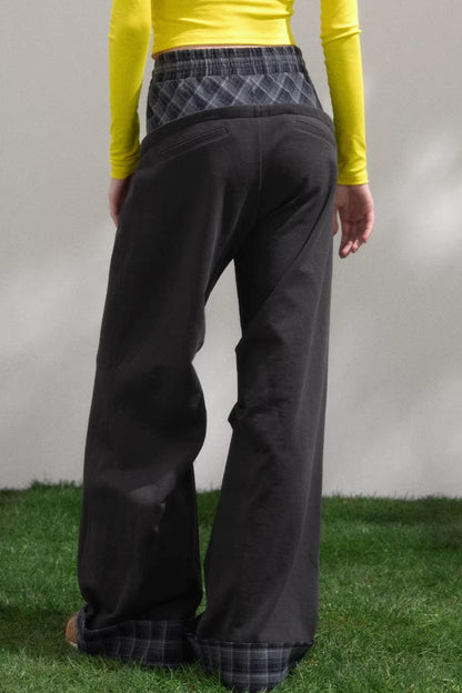 Retro Plaid Patchwork Pants