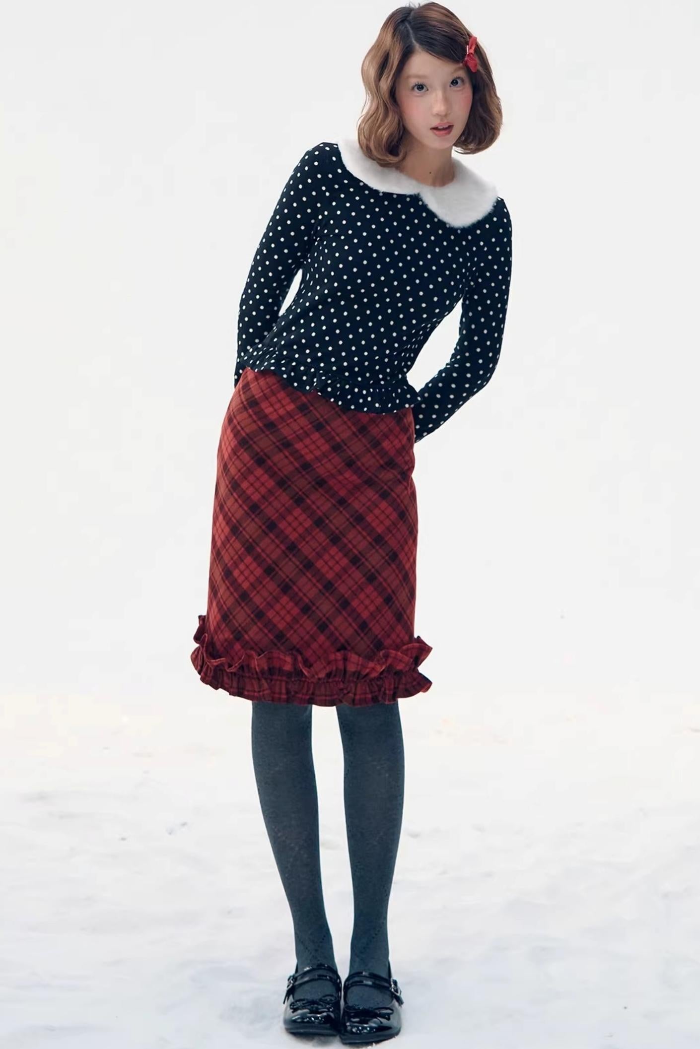 Fair Isle Polka Dot Knit Top