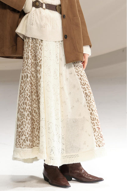 Beaded Silk Leopard Skirt