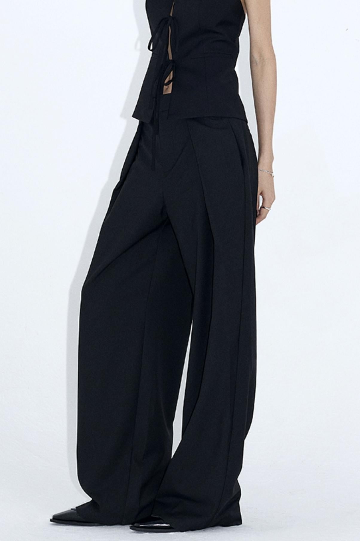 Draped Embroidered Suit Pants