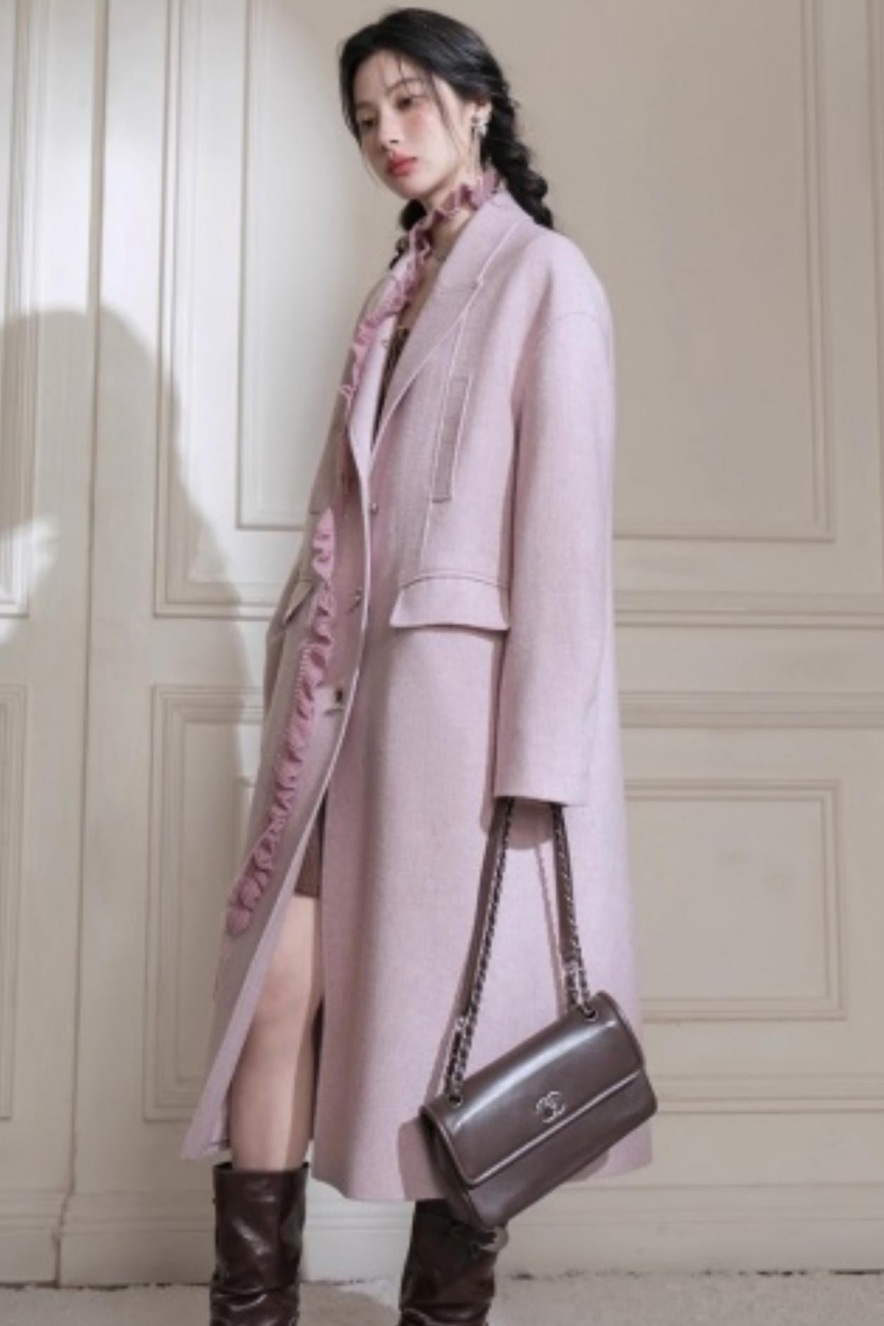 Teaberry Herringbone Tweed Coat