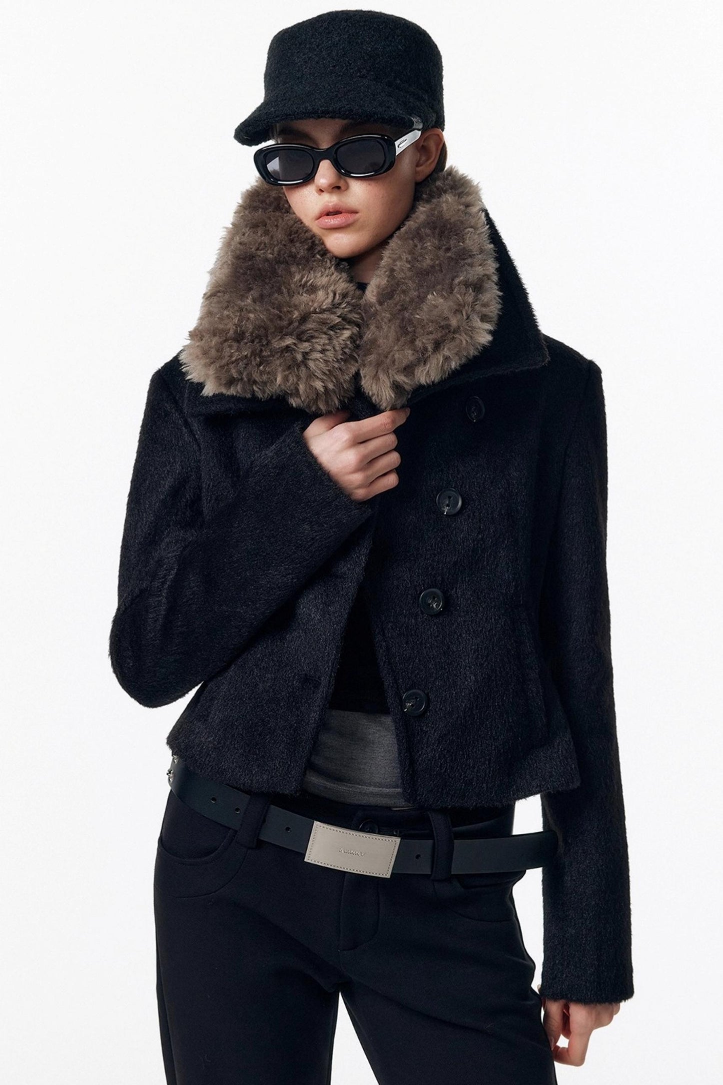 Detachable Fur Wool Coat
