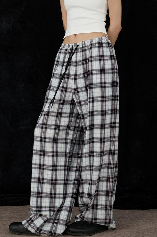 Plaid Wide-Leg Pants