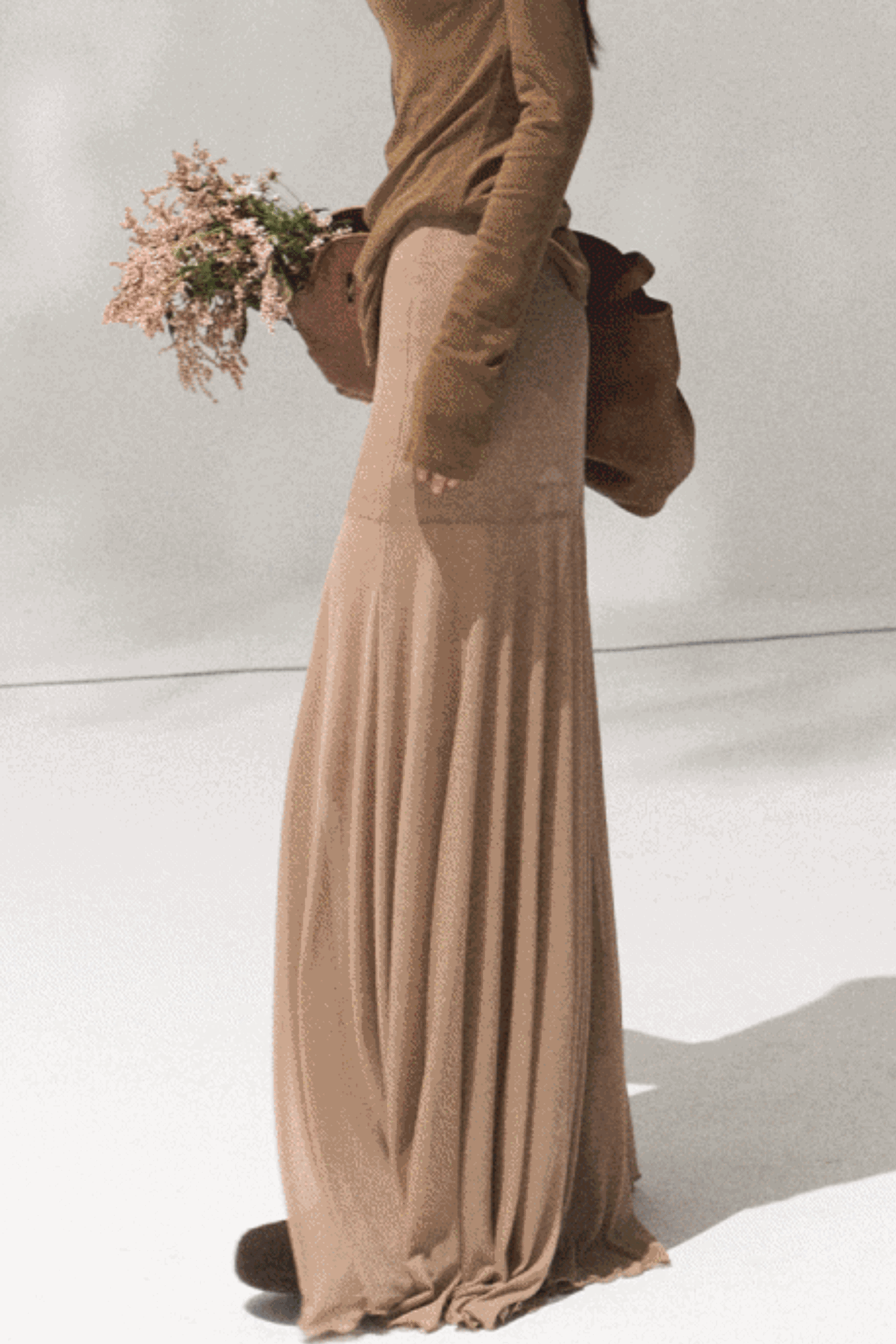 High-Waisted Knit Mesh Skirt