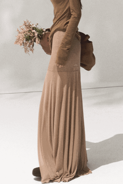 High-Waisted Knit Mesh Skirt