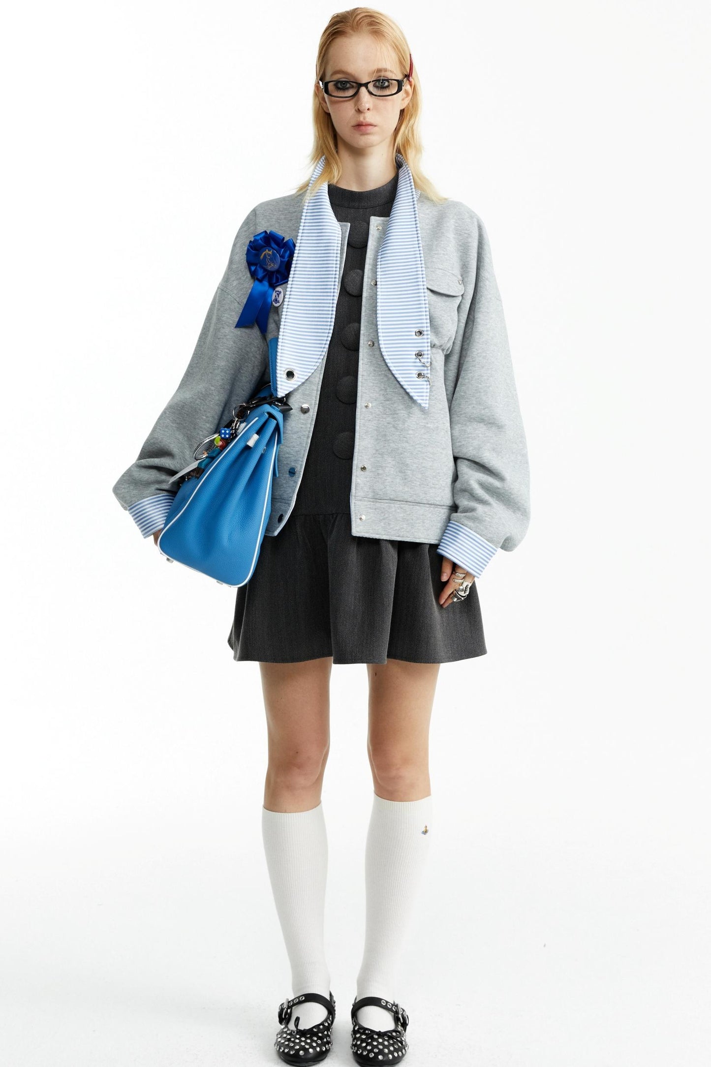 Dark Grey Large Button Dress