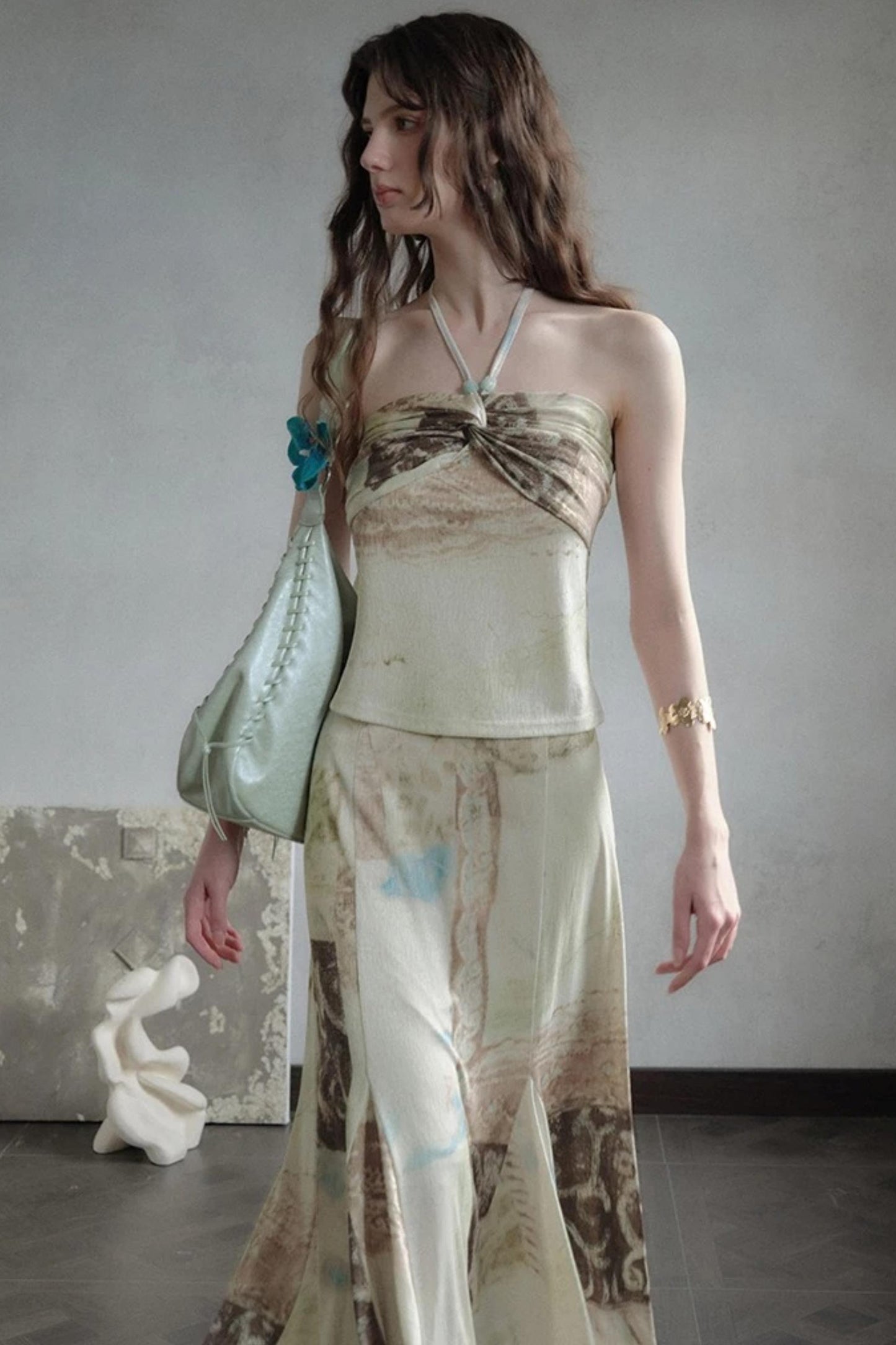 Artistic Jacquard Knit Skirt