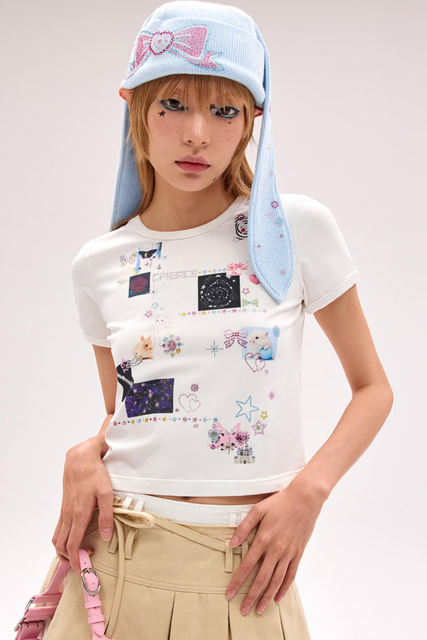 Minimalist Gem Print T-Shirt