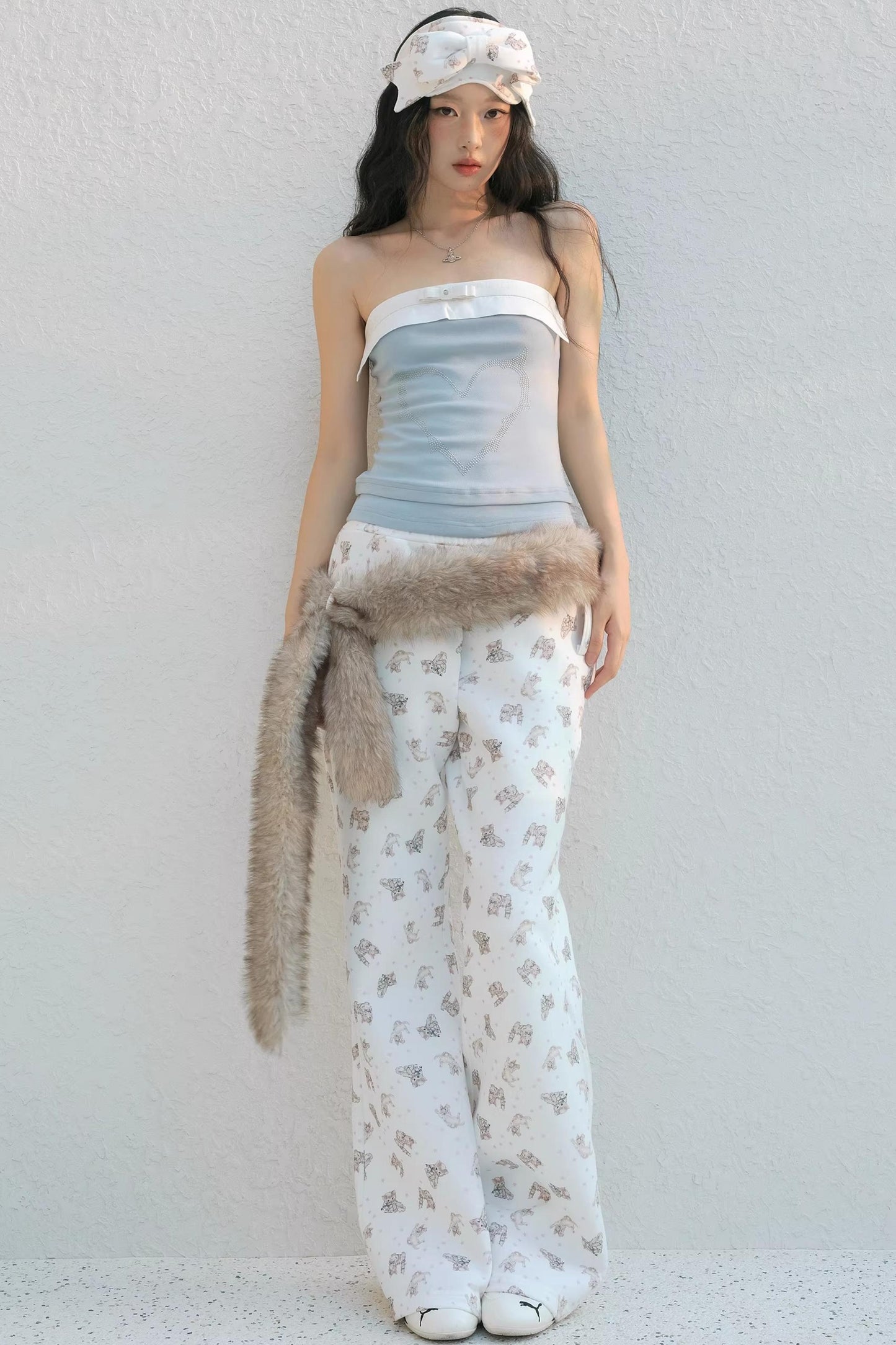 Cat Print Fleece Sweatpants