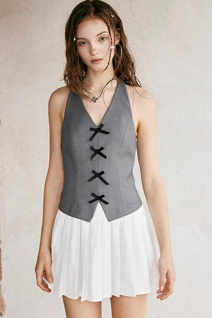 Gray A-Line Halter Dress