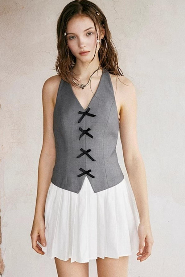 Gray A-Line Halter Dress