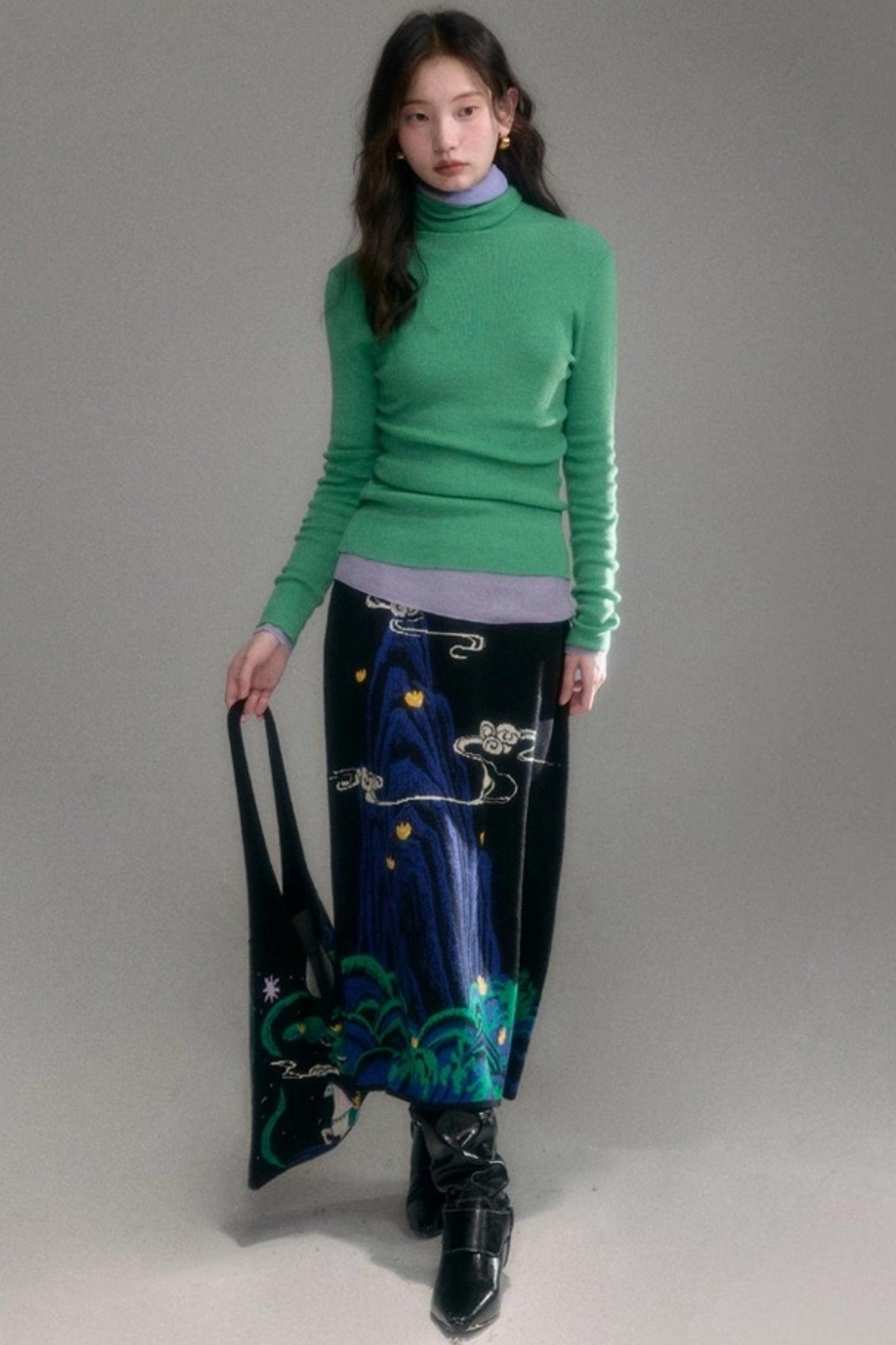 Chinese-Style Knitted Dress Set-Up