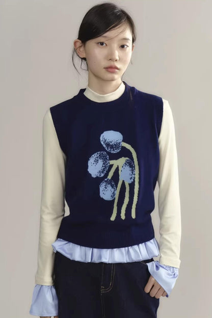 Retro Jacquard Layered Vest