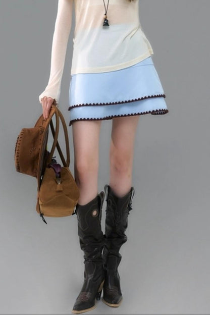 Island Tea Flower Embroidered Top & Skirt Set-Up