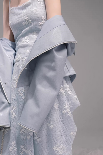 Embroidered Ice Lake Blue Dress