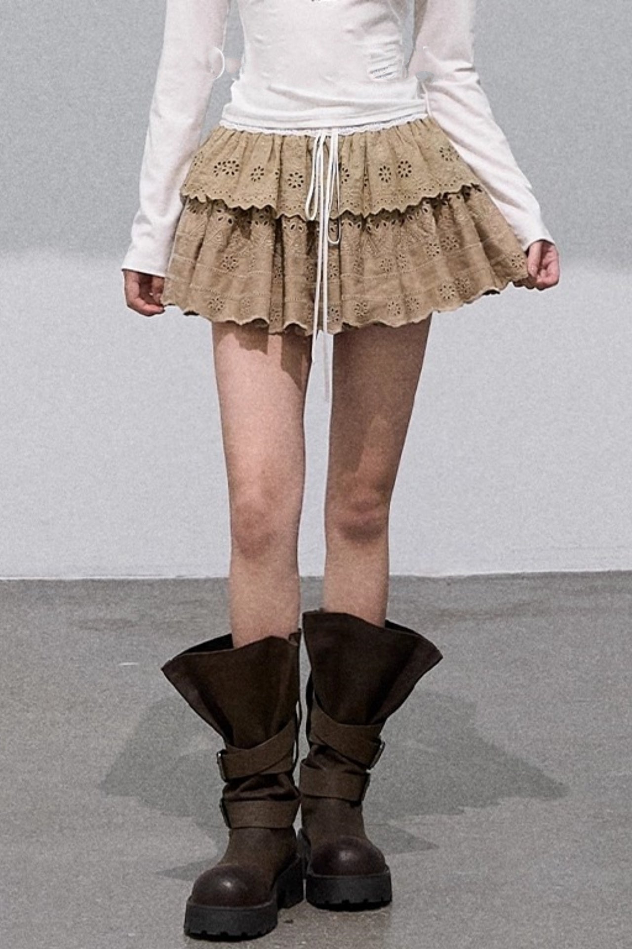 Lyocell Perforated Embroidered Puffy Cake Skirt