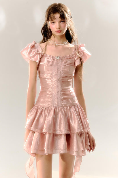 Birthday Cake Pink Pleated Dress