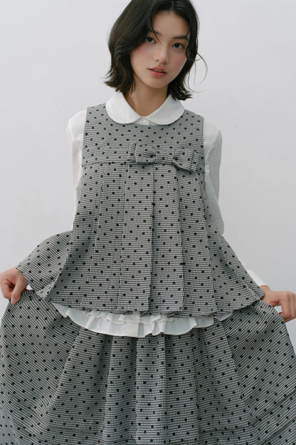 Plaid Flower Puffy Skirt Set-Up