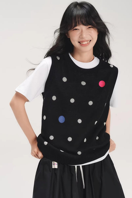 Colorful Polka Dot Knit Vest