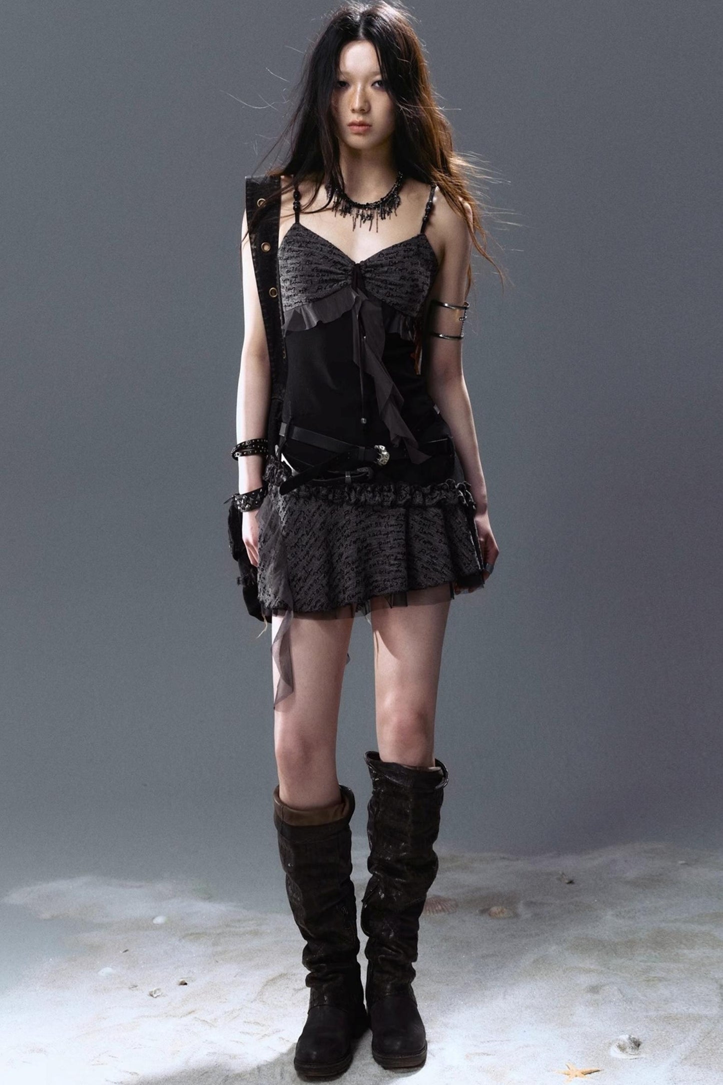 Mystic Pleated Ruffle Dress